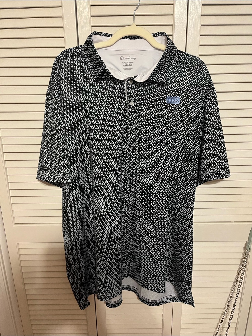 NWOT Good Good Golf Men's Black & White G Patterned Polo Shirt